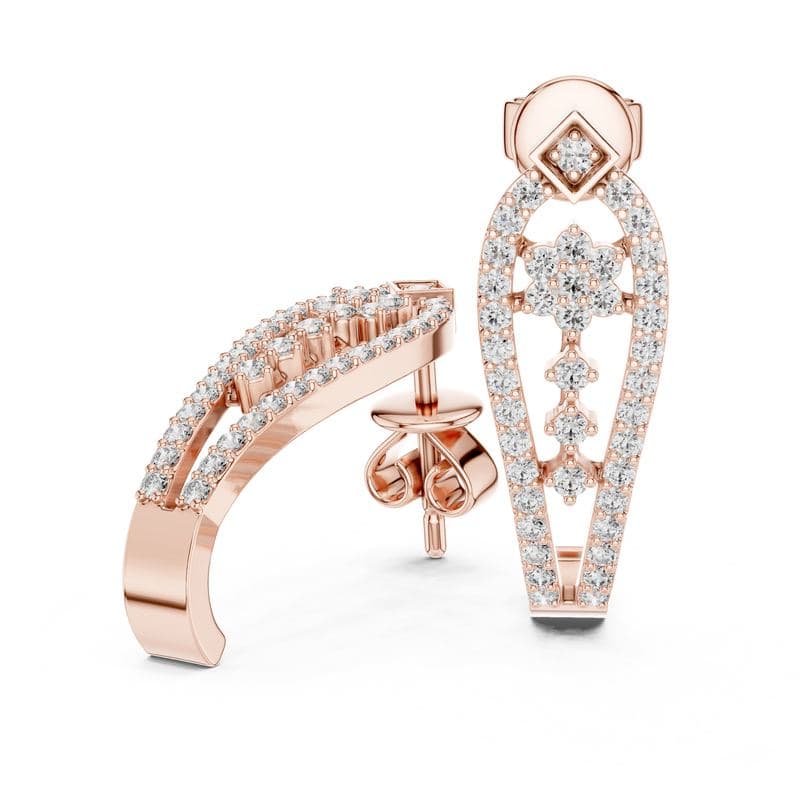 Diamond earrings design GJ-E-0020, shown in rose gold