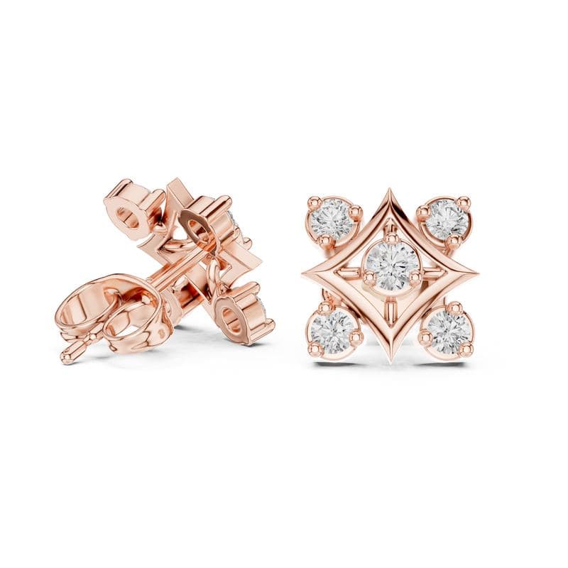 Diamond earrings design GJ-E-0037, shown in rose gold