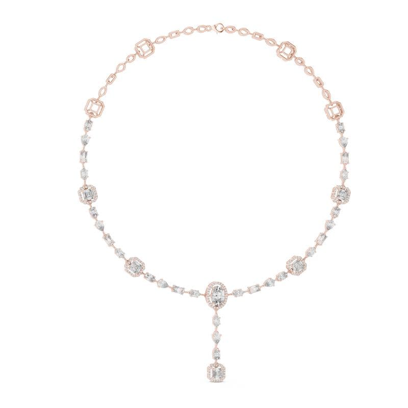 Diamond necklaces design GJ-N-0119, shown in rose gold